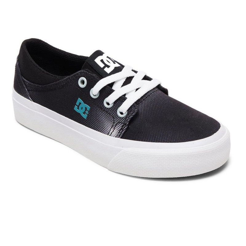 Zapatillas Skate DC Shoes Trase TX Niños Negras Blancas | GPDC-21803